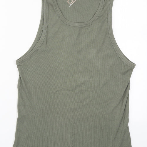 Soviet Jeans Womens Green  Cotton Basic Tank Size L Round Neck