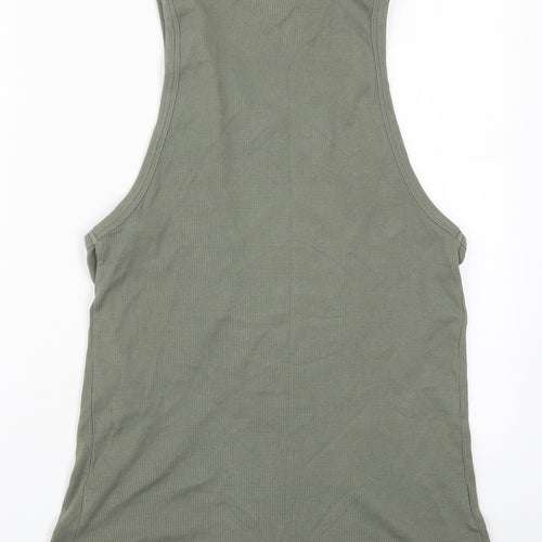 Soviet Jeans Womens Green  Cotton Basic Tank Size L Round Neck