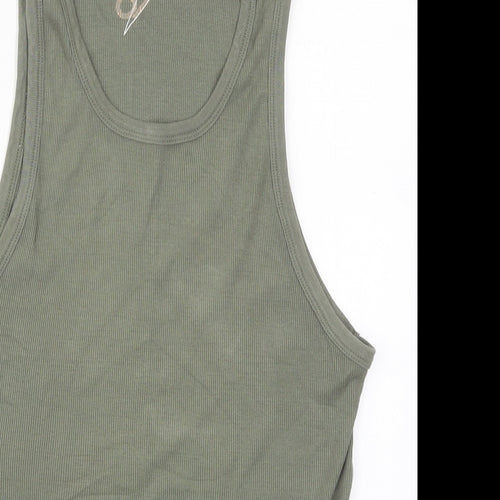 Soviet Jeans Womens Green  Cotton Basic Tank Size L Round Neck