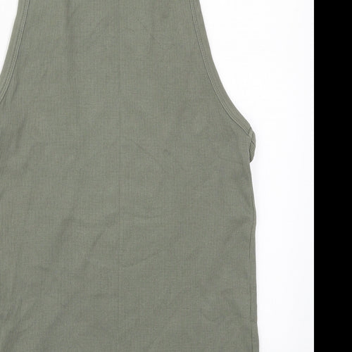 Soviet Jeans Womens Green  Cotton Basic Tank Size L Round Neck