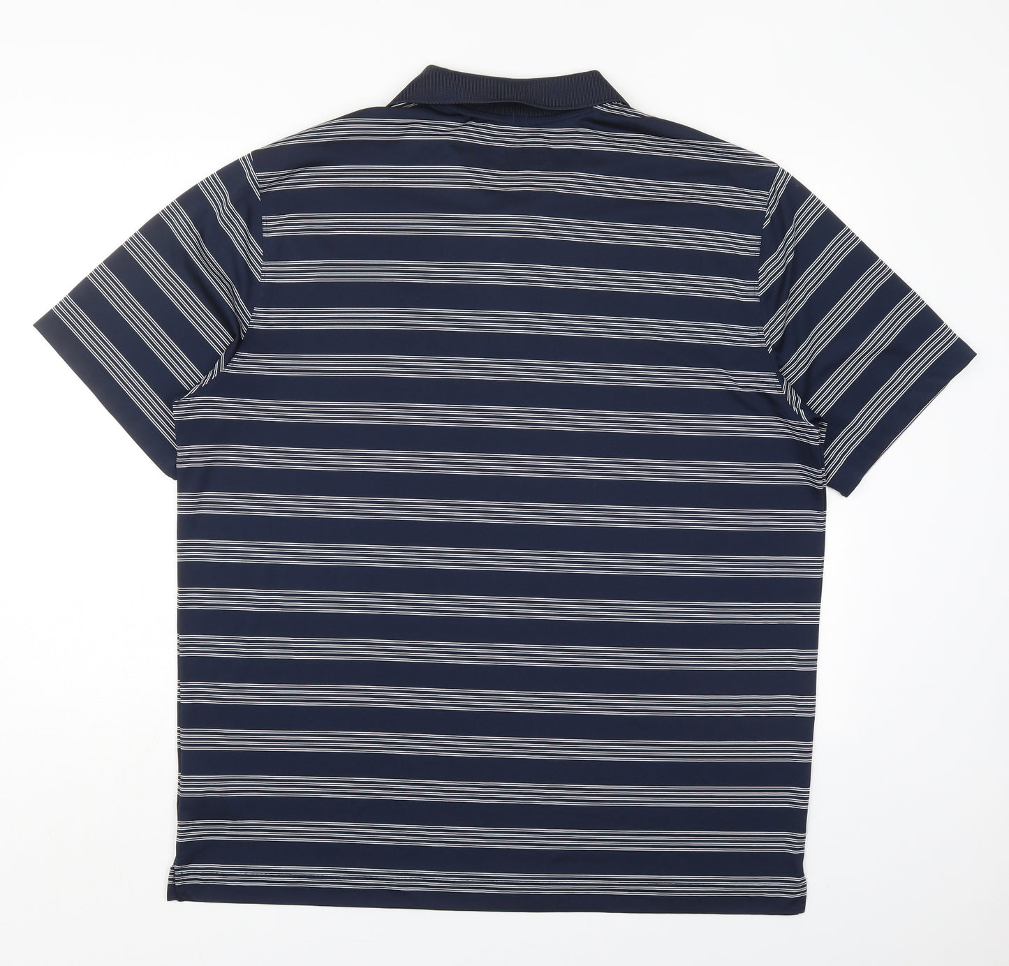 Nike Mens Blue Striped Polyester  Polo Size XL Collared Pullover