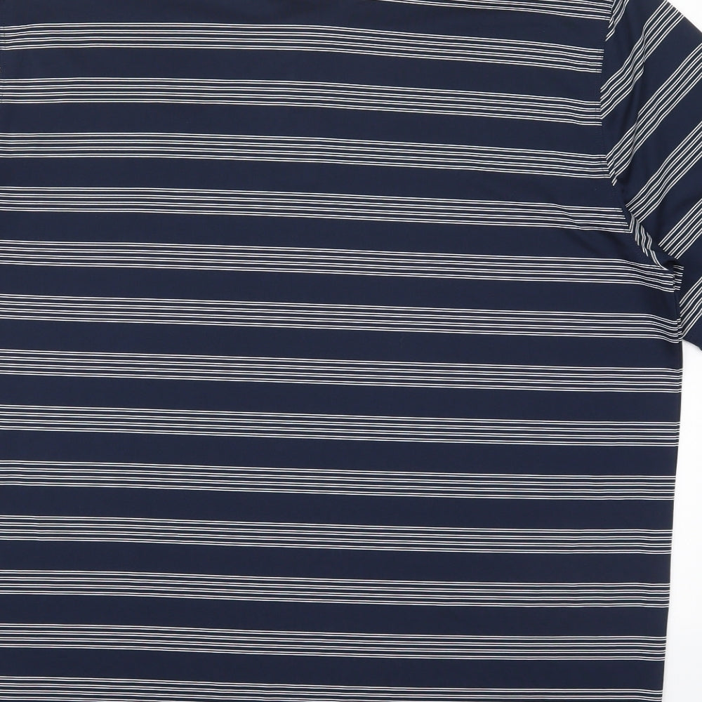 Nike Mens Blue Striped Polyester  Polo Size XL Collared Pullover