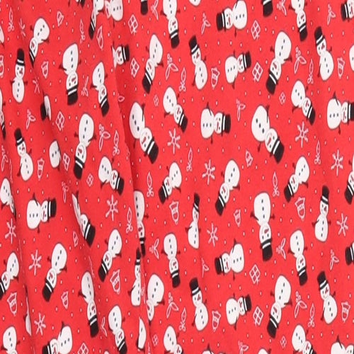 Preworn Womens Red Geometric Cotton Trousers  Size S L27 in Regular  - Snowman Print Pyjama Pants
