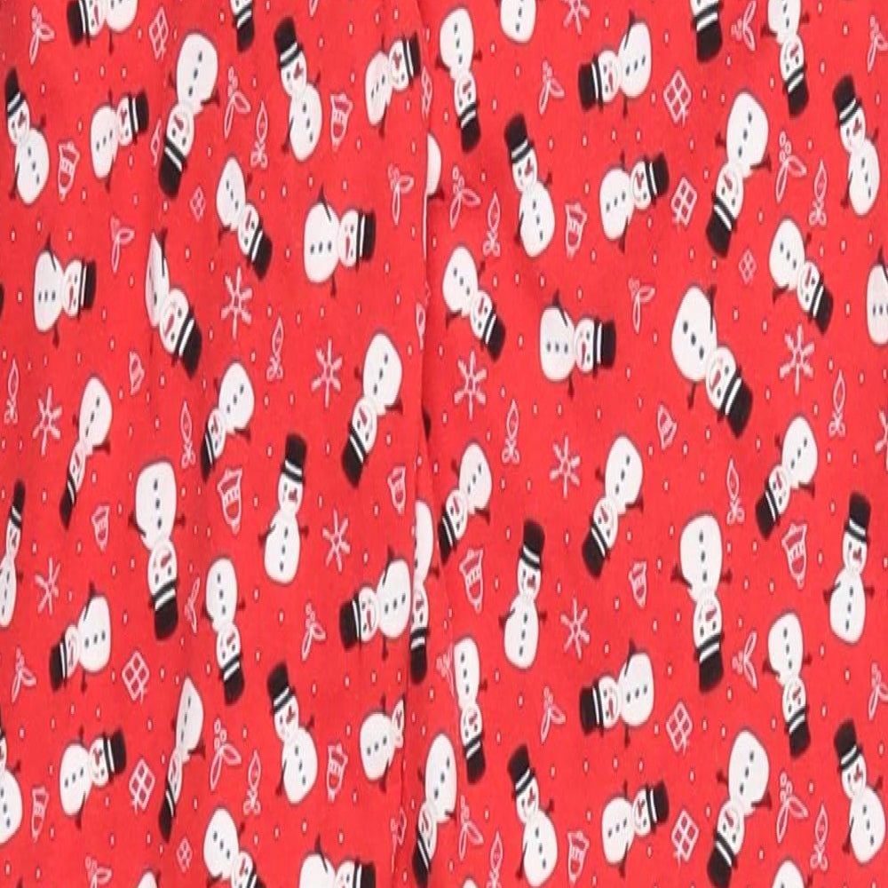 Preworn Womens Red Geometric Cotton Trousers  Size S L27 in Regular  - Snowman Print Pyjama Pants