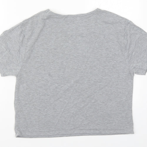 PRETTYLITTLETHING Womens Grey  Polyester Basic T-Shirt Size M Round Neck - Thank U, Next