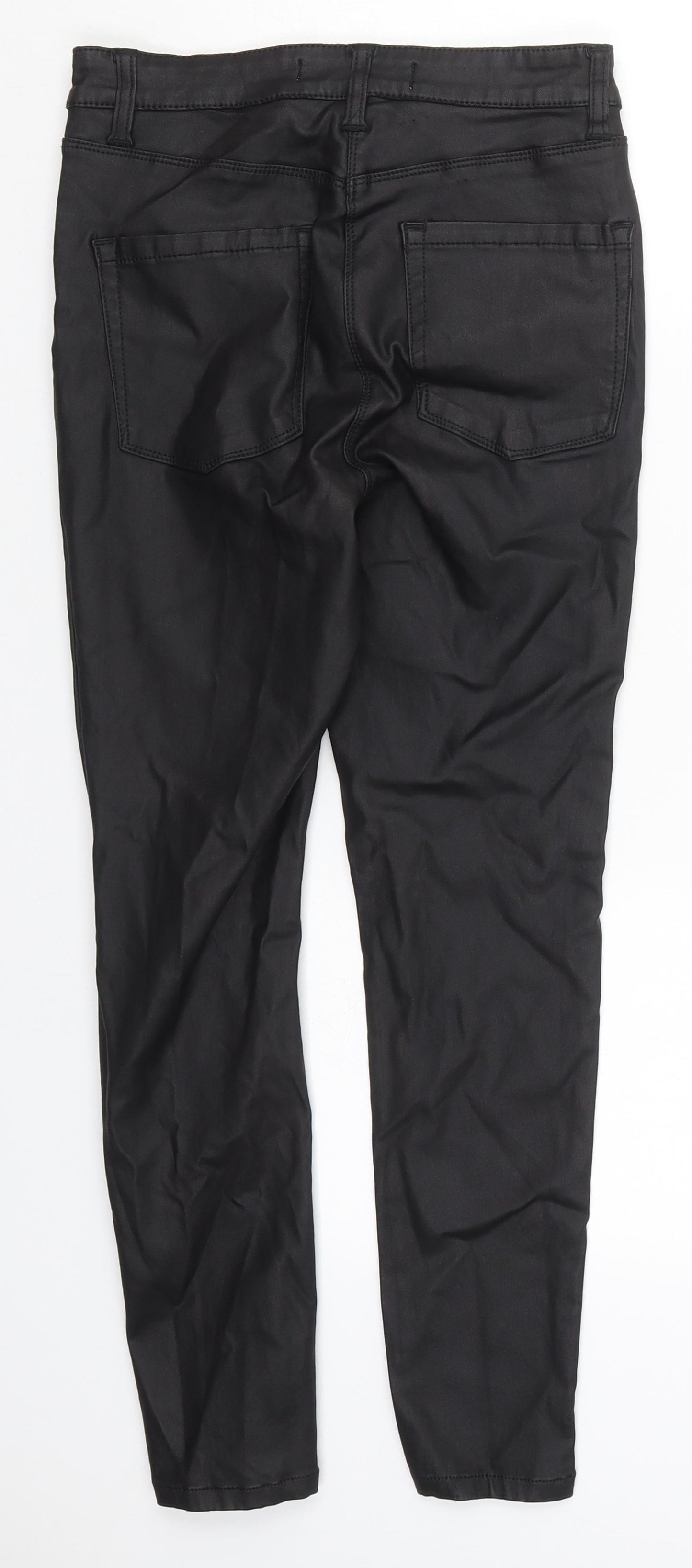 NEXT Womens Black  Viscose Trousers  Size 10 L25 in Regular Button