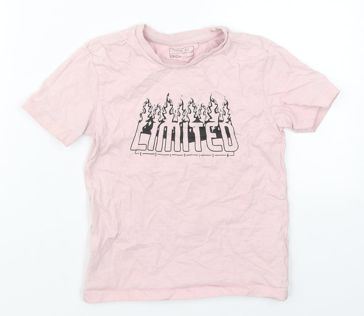 NEXT Boys Pink Cotton Basic T-Shirt Size 5 Years Crew Neck Pullover - Limited Edition