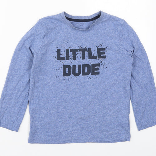 Primark Boys Blue  Cotton Basic T-Shirt Size 7-8 Years Crew Neck Pullover - Little Dude