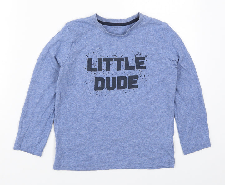 Primark Boys Blue Cotton Basic T-Shirt Size 7-8 Years Crew Neck Pullover - Little Dude