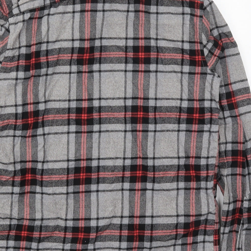 George Mens Grey Check Cotton  Button-Up Size S Collared Button - Red