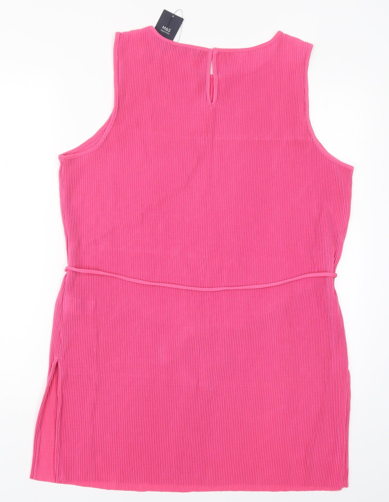 Marks and Spencer Womens Pink  Polyester Basic Tank Size 16 Round Neck