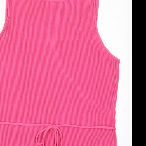 Marks and Spencer Womens Pink  Polyester Basic Tank Size 16 Round Neck