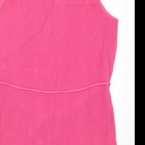 Marks and Spencer Womens Pink  Polyester Basic Tank Size 16 Round Neck