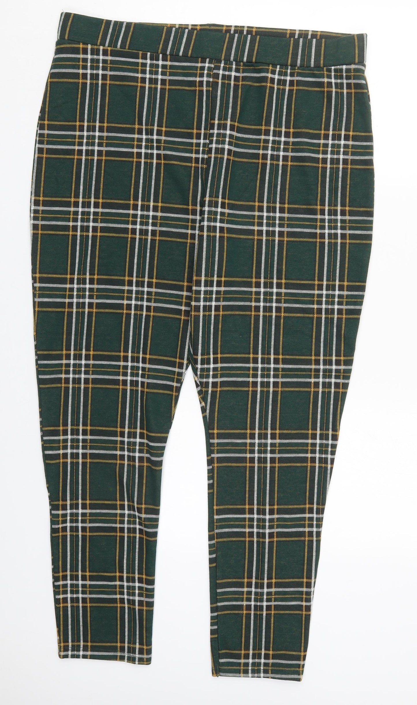 TU Womens Green Check Polyester Carrot Leggings Size 18 L27 in