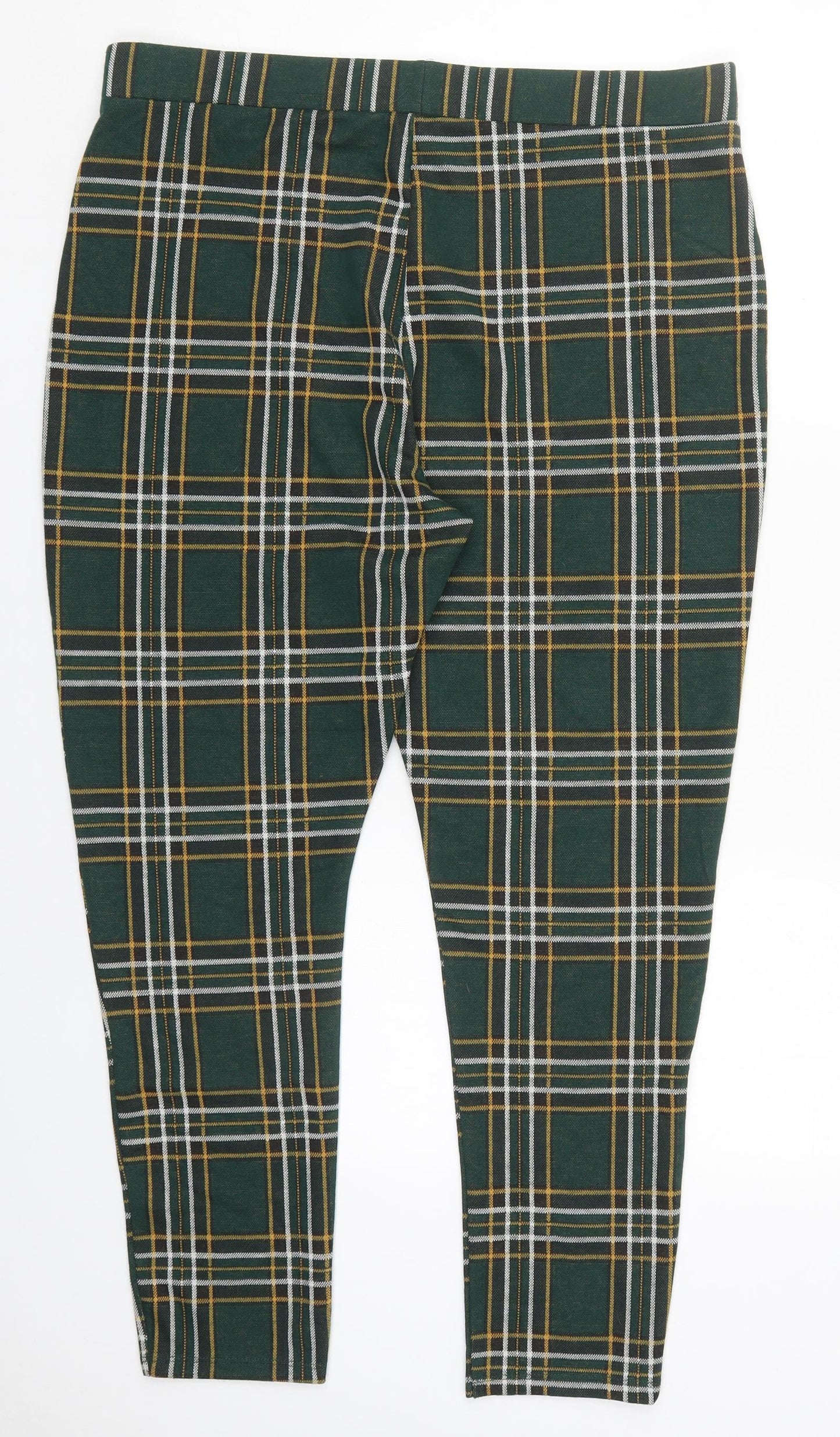 TU Womens Green Check Polyester Carrot Leggings Size 18 L27 in