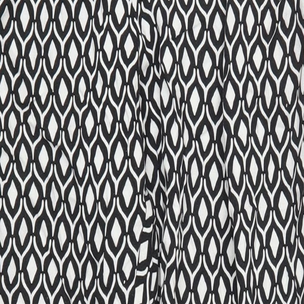 H&M Womens Black Geometric Viscose Trousers  Size 12 L26 in Regular