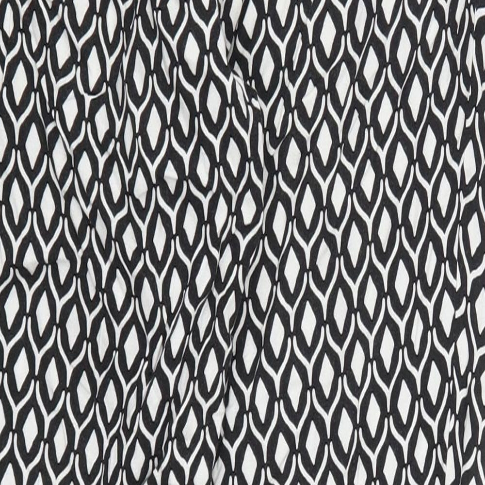 H&M Womens Black Geometric Viscose Trousers  Size 12 L26 in Regular