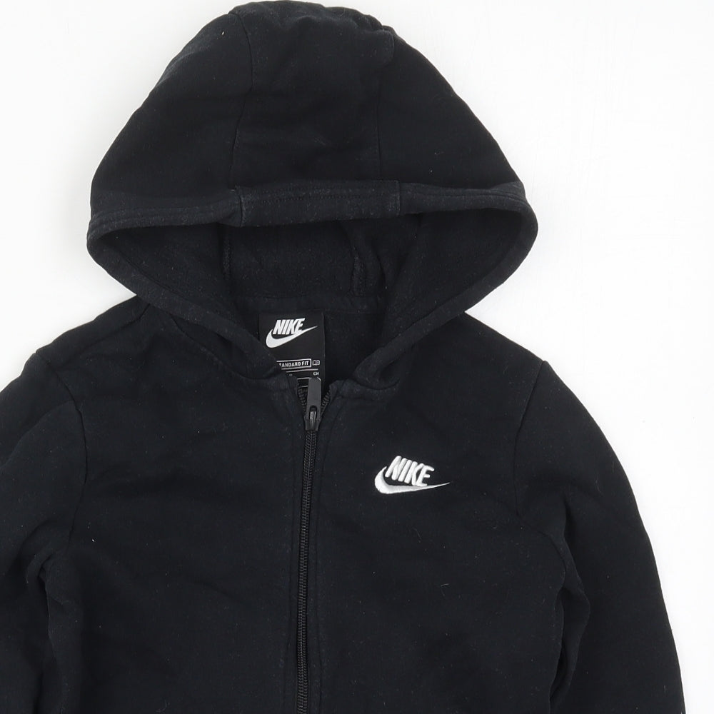 Nike Boys Black  Cotton Full Zip Hoodie Size S  Zip