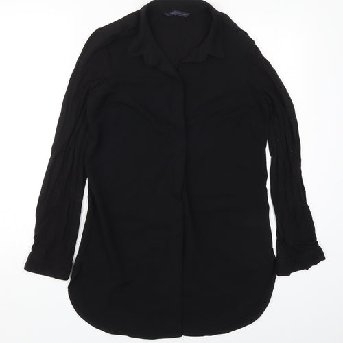 Marks and Spencer Womens Black  Polyester Basic Button-Up Size 8 Collared