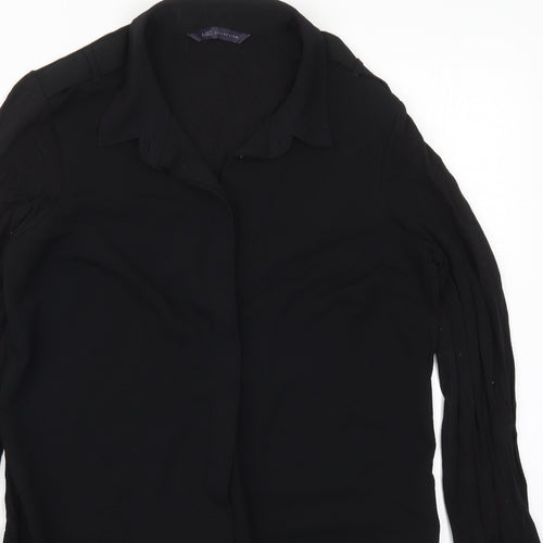 Marks and Spencer Womens Black  Polyester Basic Button-Up Size 8 Collared