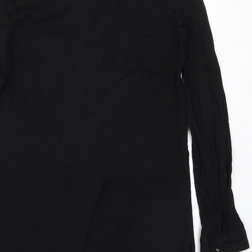 Marks and Spencer Womens Black  Polyester Basic Button-Up Size 8 Collared