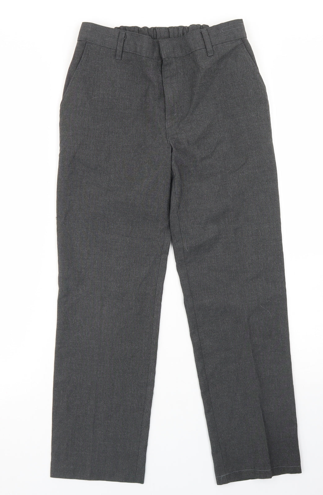 M&S Boys Grey  Polyester Dress Pants Trousers Size 9-10 Years  Regular Hook & Eye