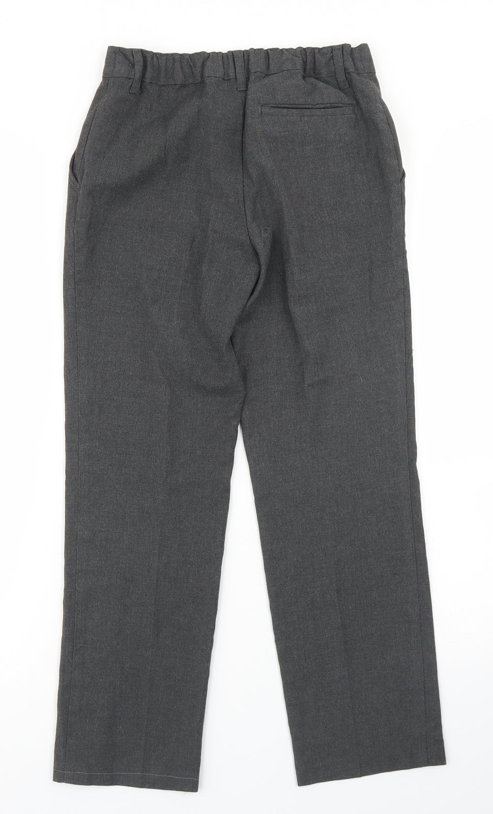 M&S Boys Grey  Polyester Dress Pants Trousers Size 9-10 Years  Regular Hook & Eye