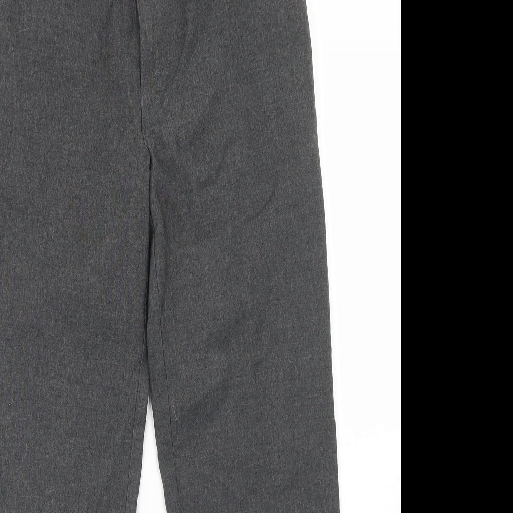 M&S Boys Grey  Polyester Dress Pants Trousers Size 9-10 Years  Regular Hook & Eye