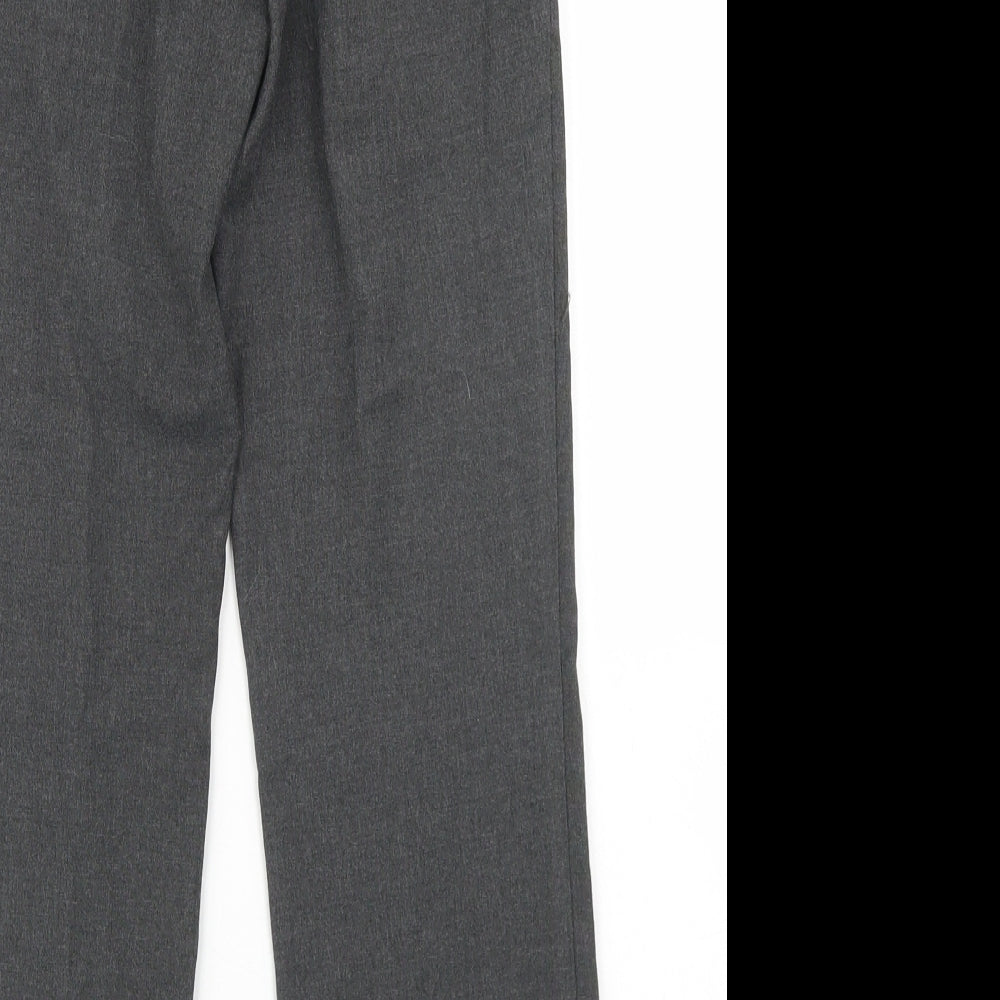 M&S Boys Grey  Polyester Dress Pants Trousers Size 9-10 Years  Regular Hook & Eye
