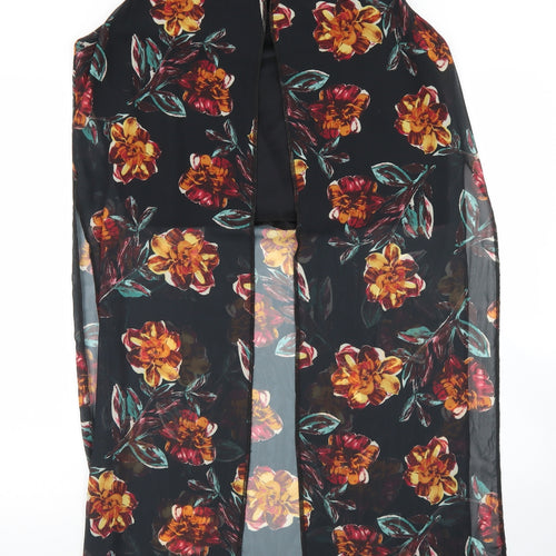 Urban Diva Womens Black Floral Polyester Basic Blouse Size 14 Round Neck - Longline