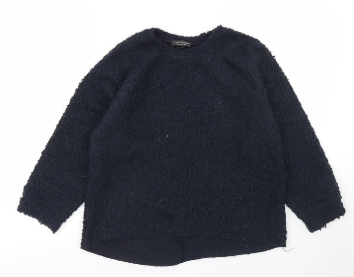 Topshop Womens Blue Crew Neck Acrylic Pullover Jumper Size 8