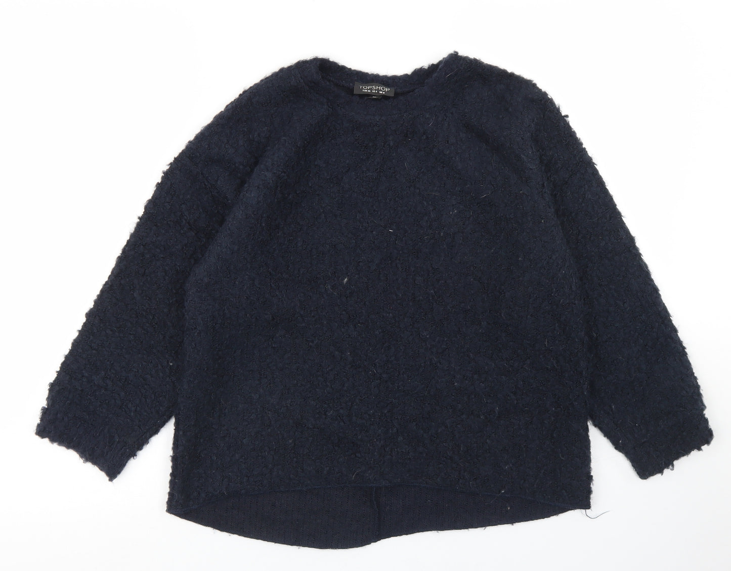 Topshop Womens Blue Crew Neck  Acrylic Pullover Jumper Size 8