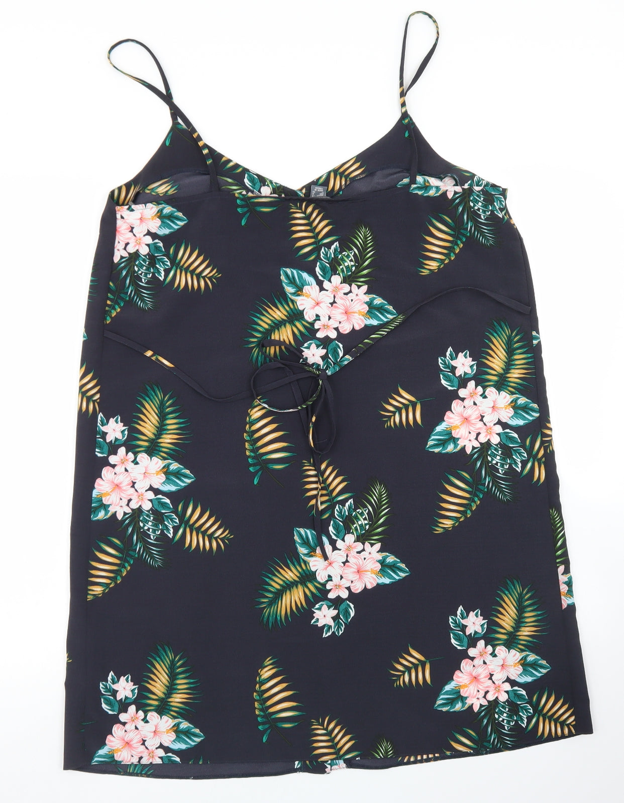 Primark Womens Blue Floral Polyester Tank Dress  Size 16  V-Neck Button
