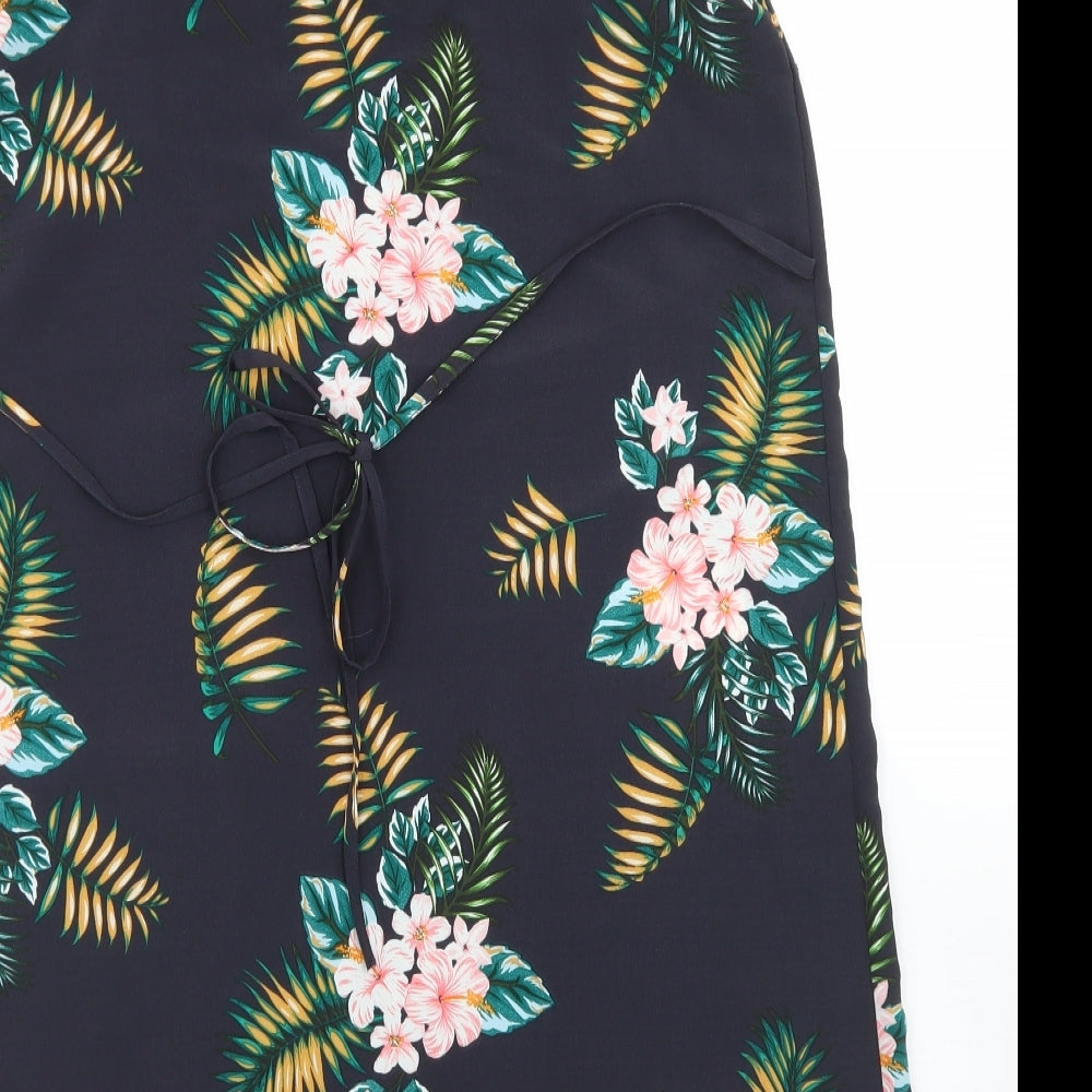 Primark Womens Blue Floral Polyester Tank Dress  Size 16  V-Neck Button