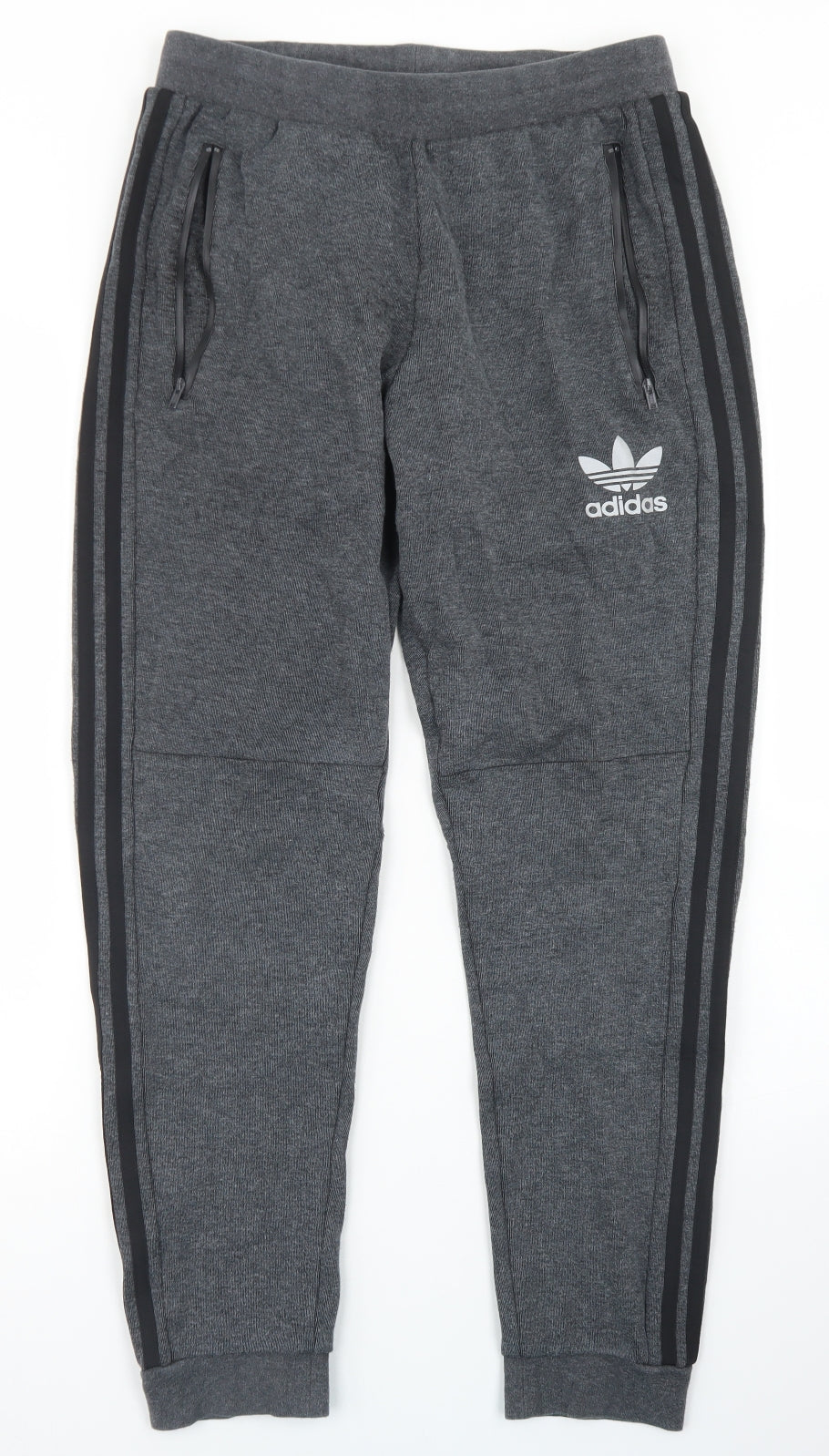 adidas Mens Grey  Cotton Jogger Trousers Size M L26 in Regular Drawstring