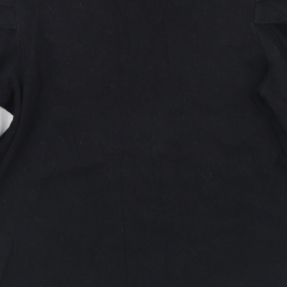 Papaya Womens Black  Cotton Basic T-Shirt Size 12 Crew Neck - Puff Sleeve