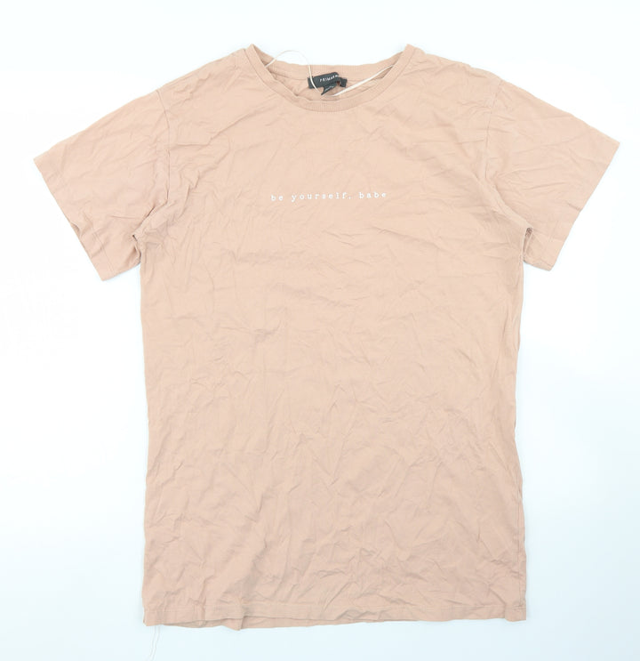 Primark Womens Pink Cotton Basic T-Shirt Size M Crew Neck