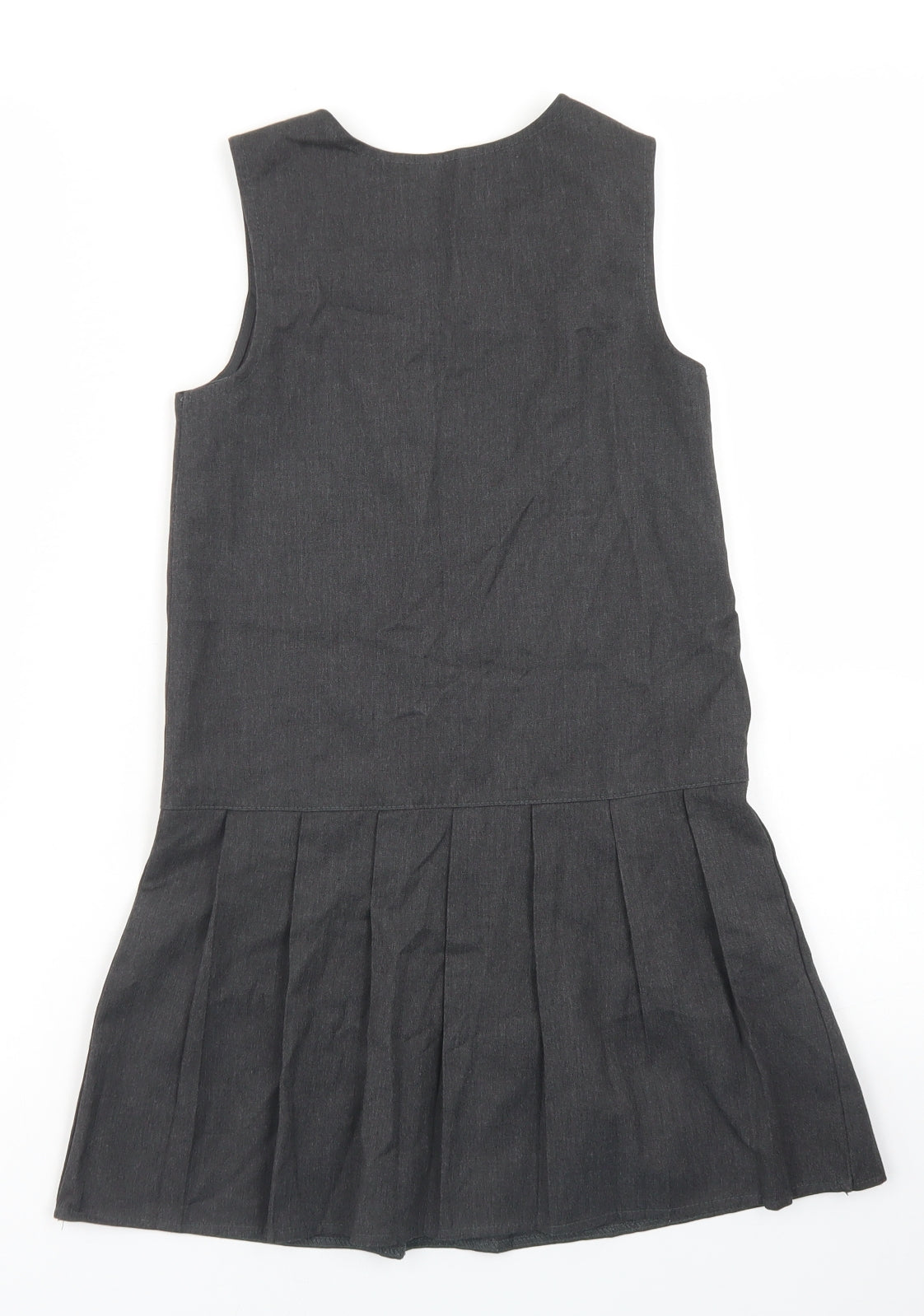 George Girls Grey  Polyester Pinafore/Dungaree Dress  Size 6-7 Years  Round Neck Zip - School Wear