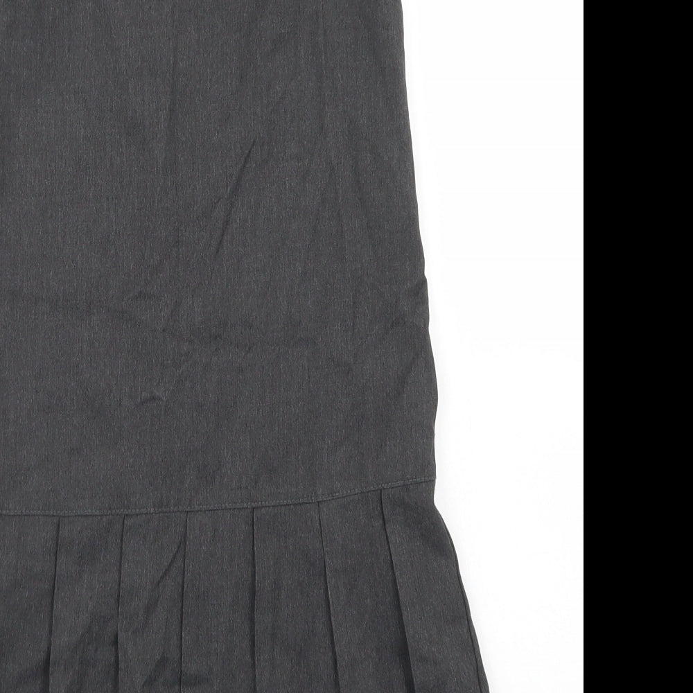 George Girls Grey  Polyester Pinafore/Dungaree Dress  Size 6-7 Years  Round Neck Zip - School Wear