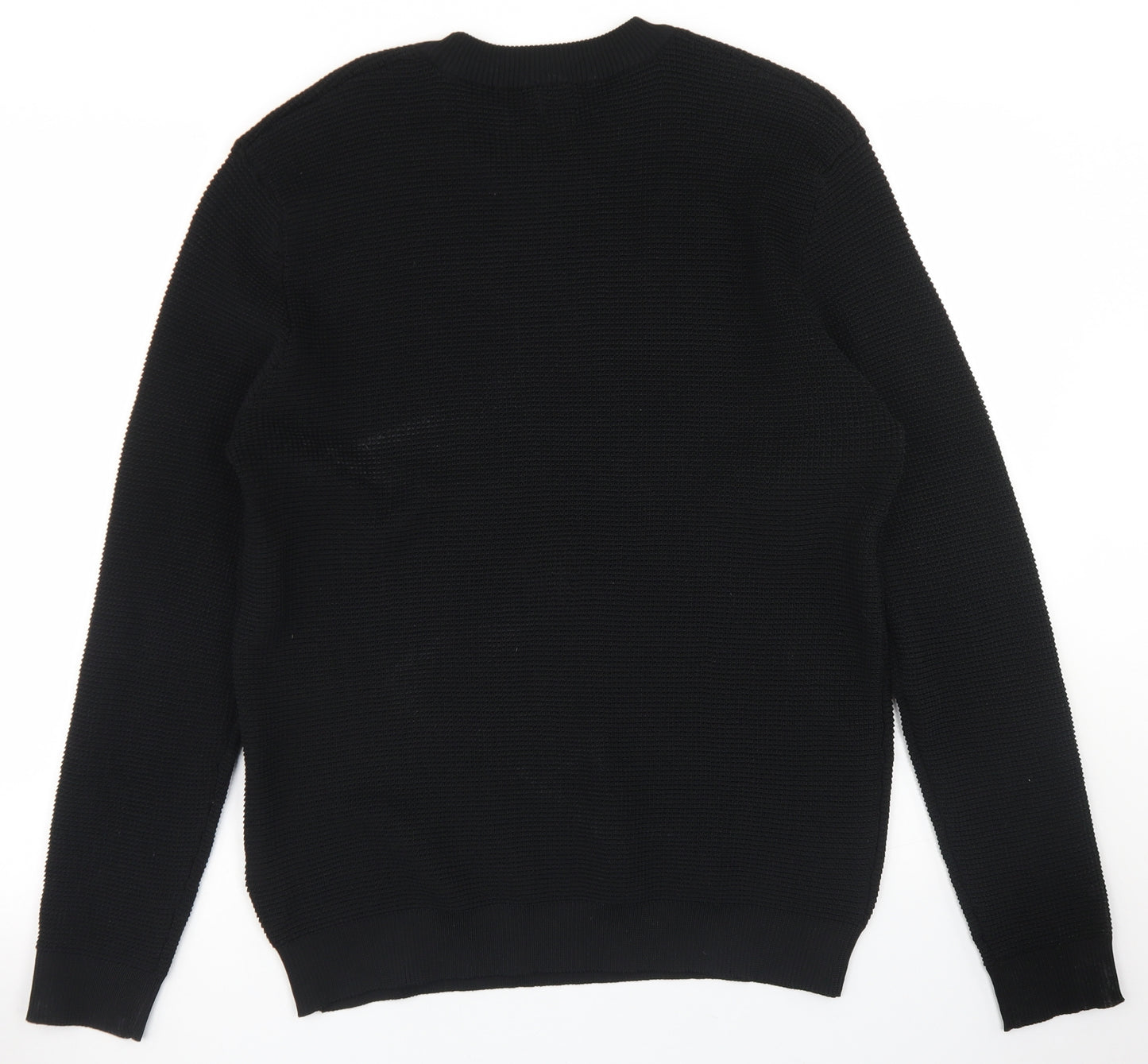 River Island Mens Black Crew Neck  Polyester Pullover Jumper Size L