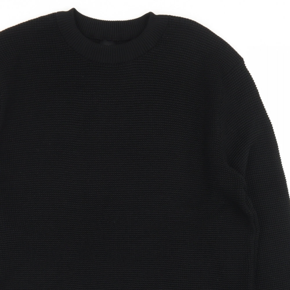 River Island Mens Black Crew Neck  Polyester Pullover Jumper Size L