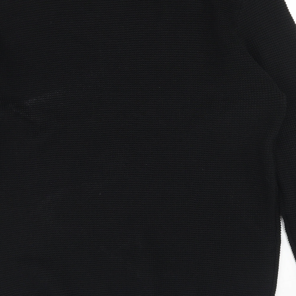 River Island Mens Black Crew Neck  Polyester Pullover Jumper Size L