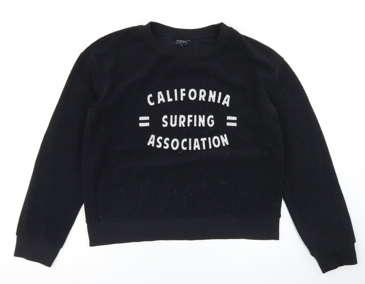 Topshop Womens Black  Polyester Pullover Sweatshirt Size 10