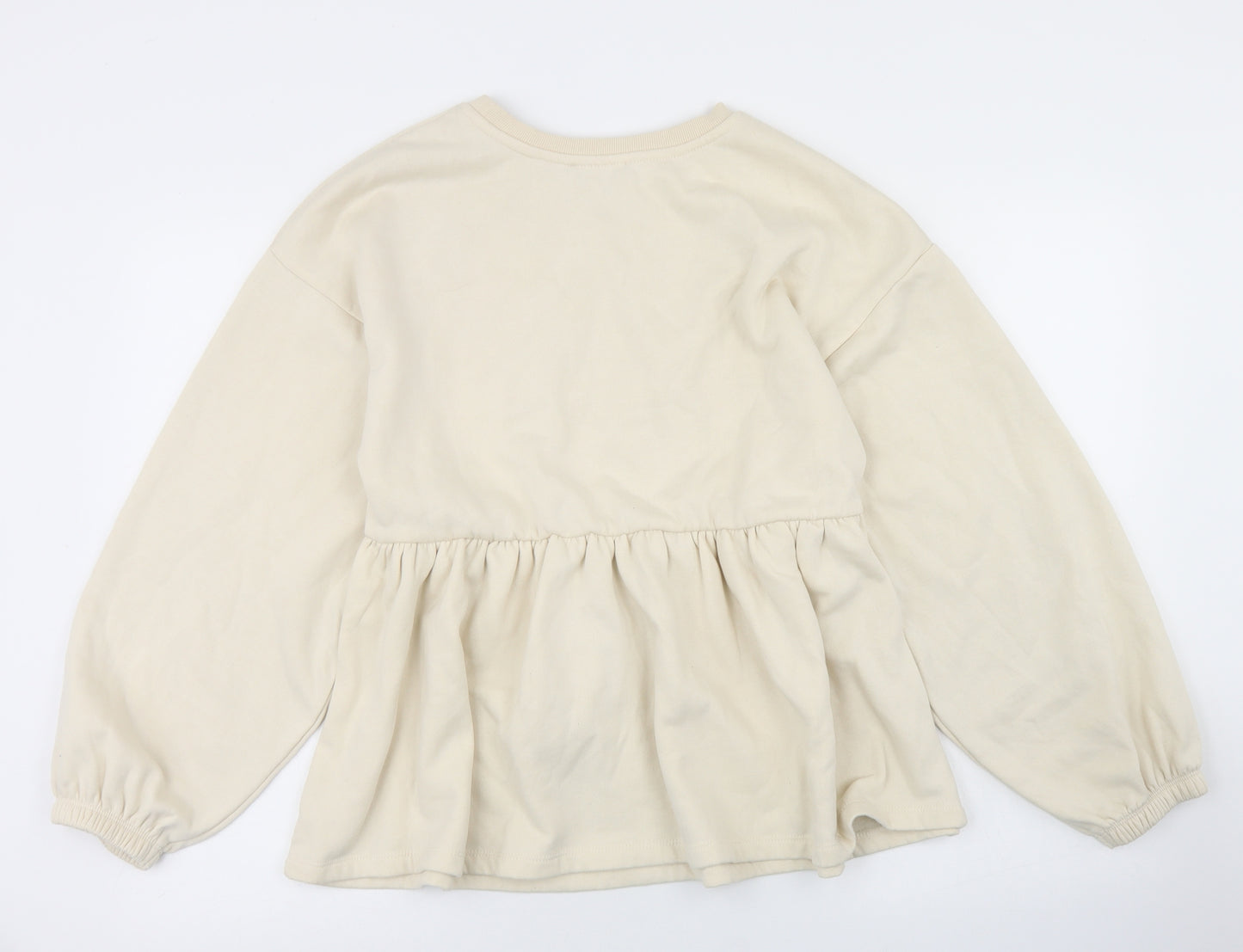 Zara Womens Beige  Cotton Pullover Sweatshirt Size S   - Peplum