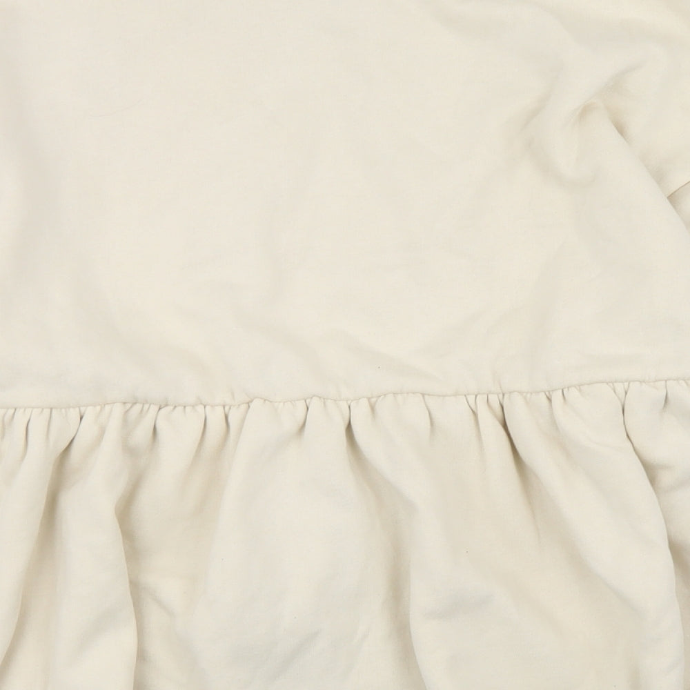 Zara Womens Beige  Cotton Pullover Sweatshirt Size S   - Peplum