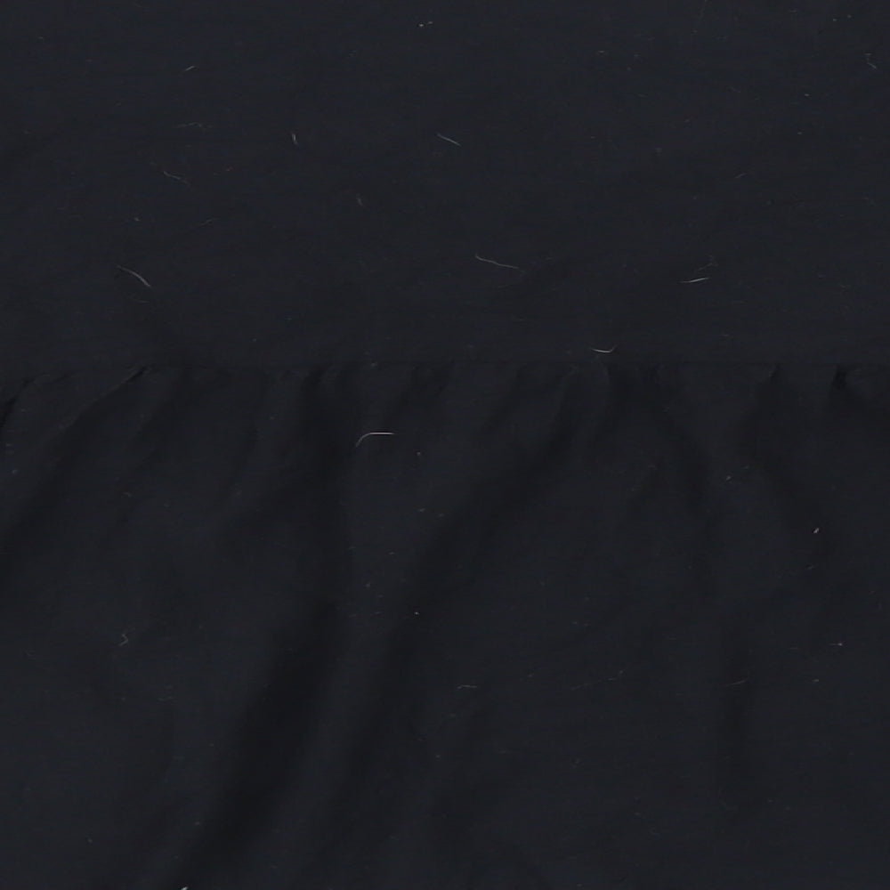 Zara Womens Black  Cotton Cropped T-Shirt Size S Crew Neck - Balloon Sleeve