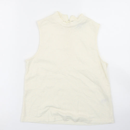 Topshop Womens Ivory  Cotton Basic Tank Size 10 Crew Neck