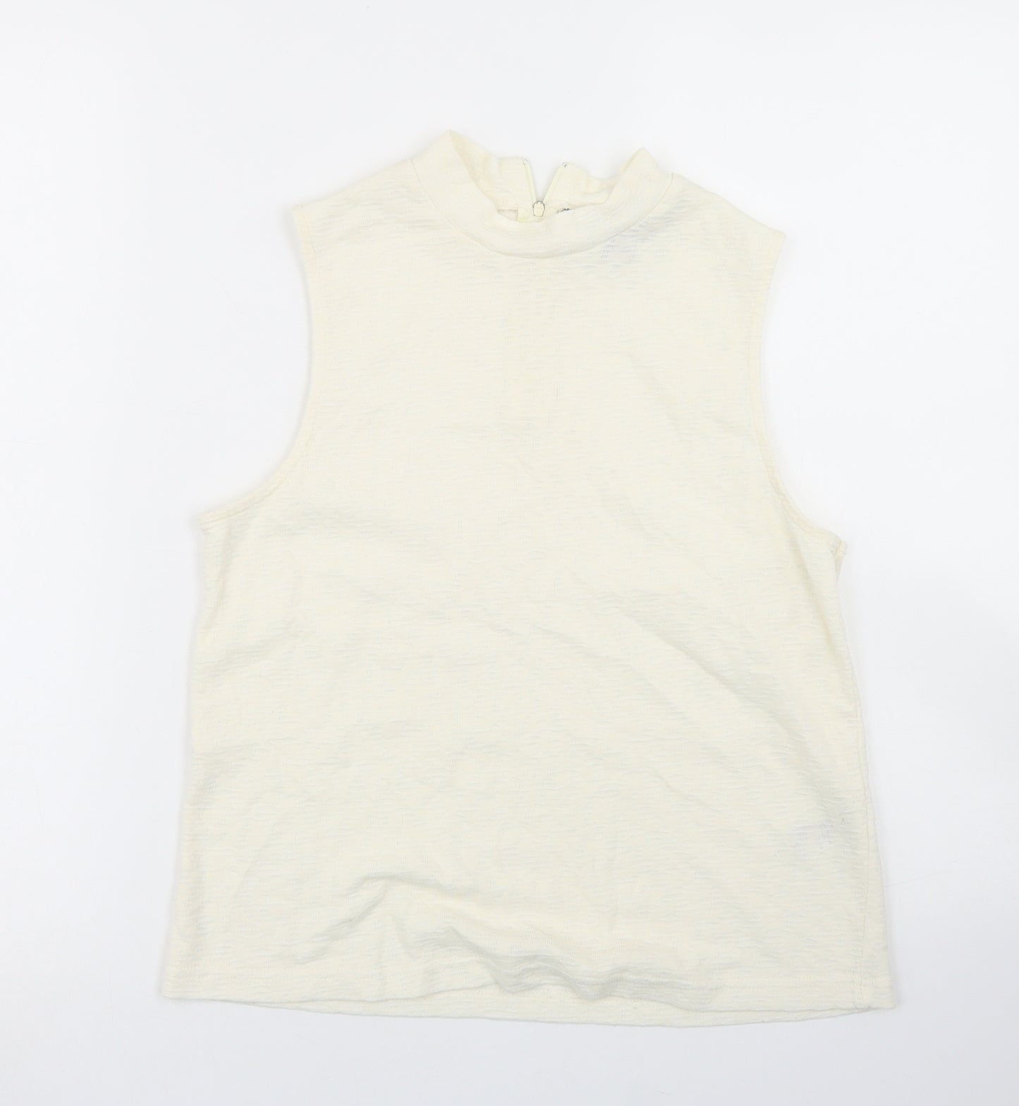 Topshop Womens Ivory  Cotton Basic Tank Size 10 Crew Neck