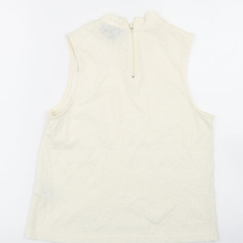 Topshop Womens Ivory  Cotton Basic Tank Size 10 Crew Neck