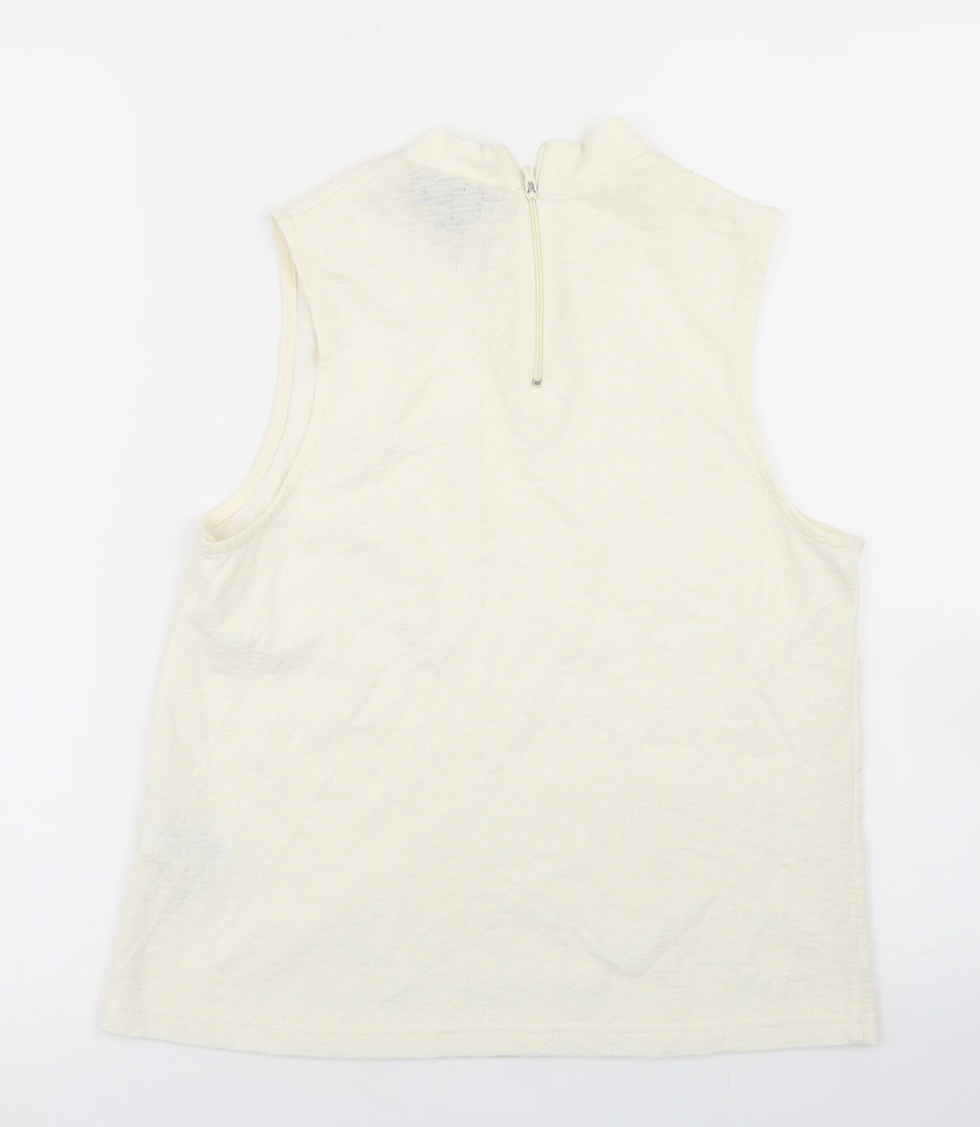 Topshop Womens Ivory  Cotton Basic Tank Size 10 Crew Neck
